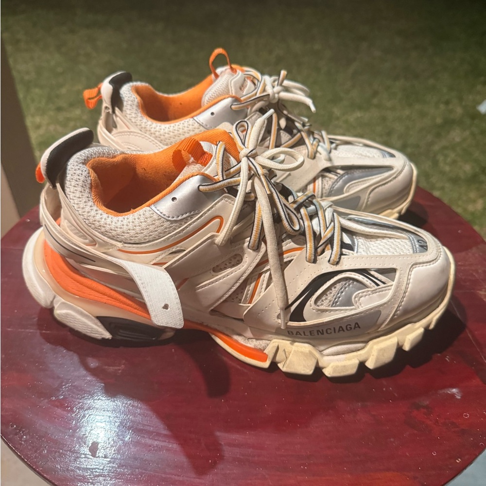 Balenciaga Track Sneakers in Cream and Orange